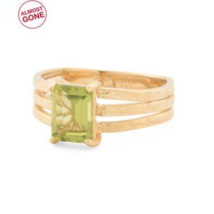 I. REISS Gold/Peridot Made In Israel 14kt Gold Peridot Baguette Ring